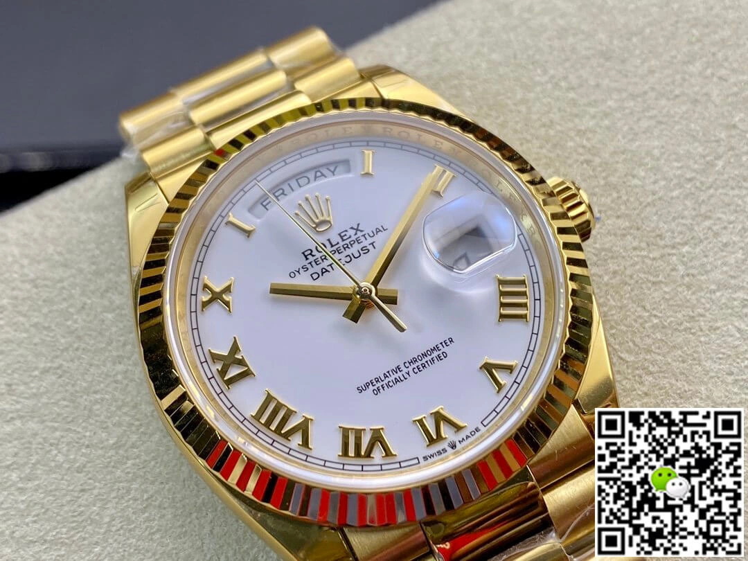 Rolex Day-Date M128238 EW Factory 1:1 Best Edition Replica Watch White Dial Swiss ETA3255
