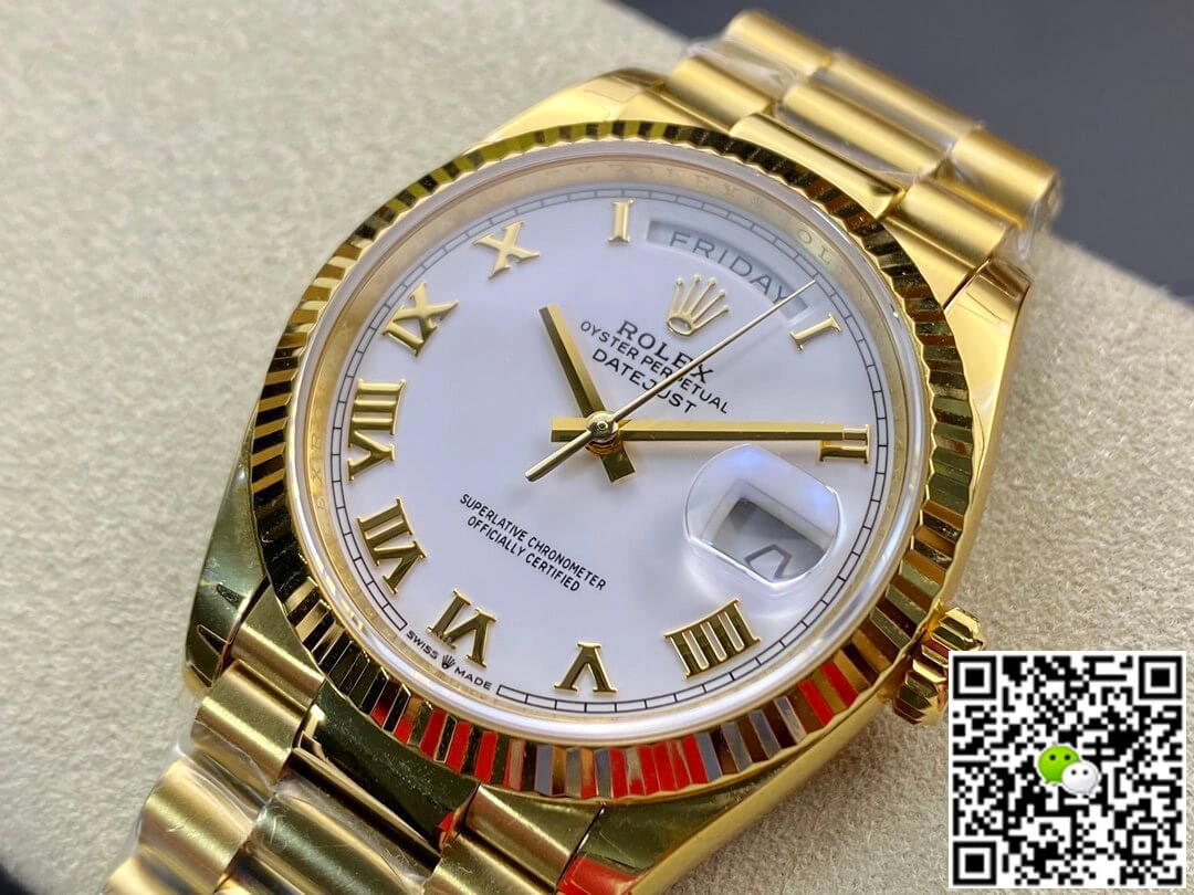 Rolex Day-Date M128238 EW Factory 1:1 Best Edition Replica Watch White Dial Swiss ETA3255
