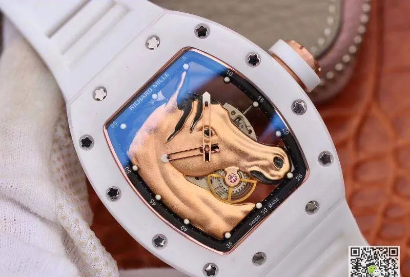 Richard Mille Polo Club Saint Tropez RM52-02 KV Factory Mechanical Watches 1:1 Best Edition Replica Watch Swiss ETA8215 Gold Horse Dial