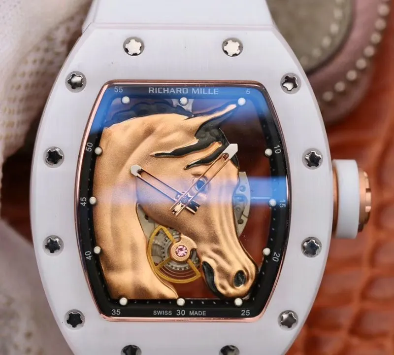 Richard Mille Polo Club Saint Tropez RM52-02 KV Factory Mechanical Watches 1:1 Best Edition Replica Watch Swiss ETA8215 Gold Horse Dial