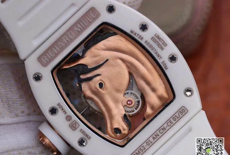 Richard Mille Polo Club Saint Tropez RM52-02 KV Factory Mechanical Watches 1:1 Best Edition Replica Watch Swiss ETA8215 Gold Horse Dial