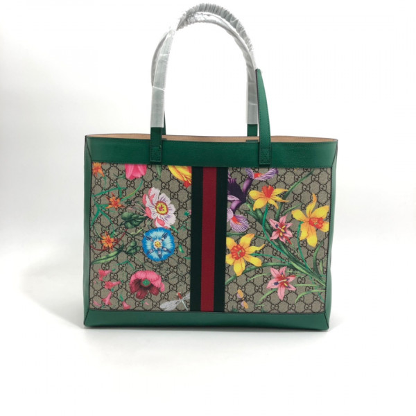 HOT SALE GUCCI GG Supreme Monogram Flora Web Large Ophidia Tote