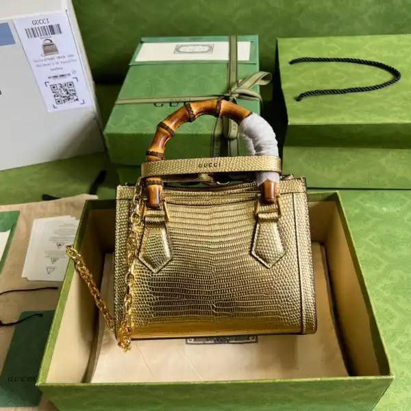 First bag ru Gucci Diana lizard mini bag