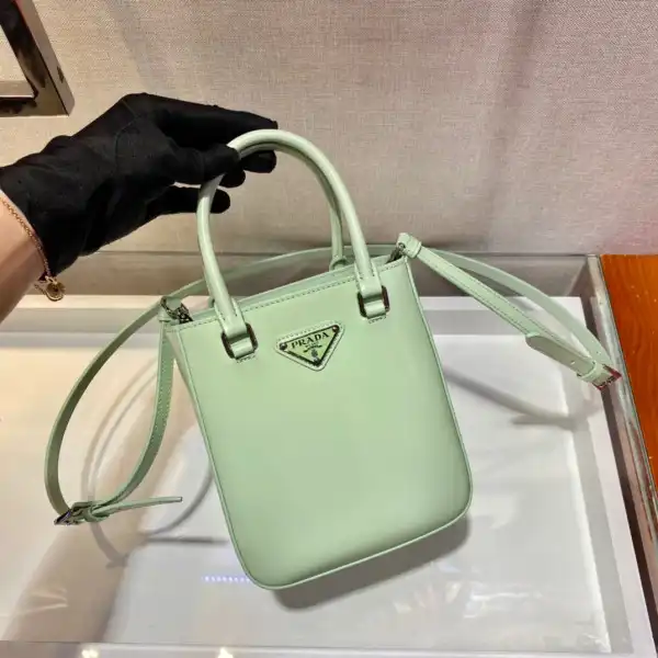 PRADA Small brushed leather tote