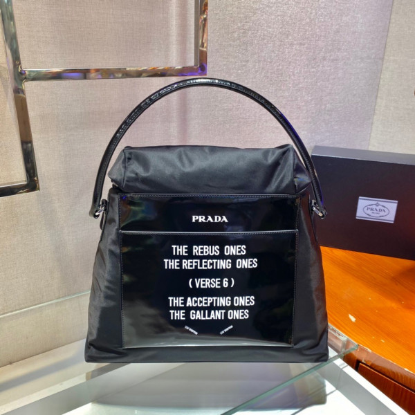 HOT SALE PRADA Signaux nylon and leather hobo bag