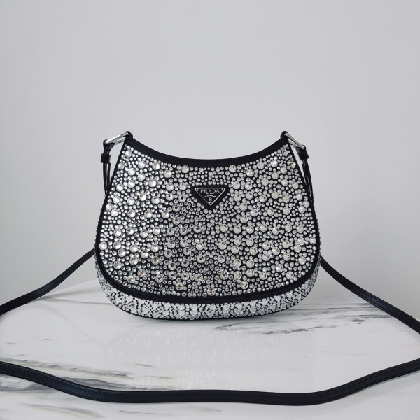 HOT SALE PRADA Cleo satin bag with appliqués