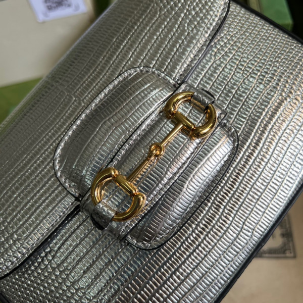 HOT SALE Gucci Horsebit 1955 lizard mini bag