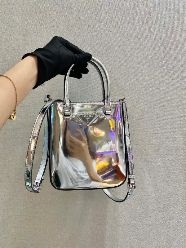 PRADA Small brushed leather tote