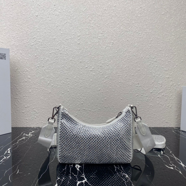 HOT SALE Prada Re-Edition 2005 satin bag with crystals