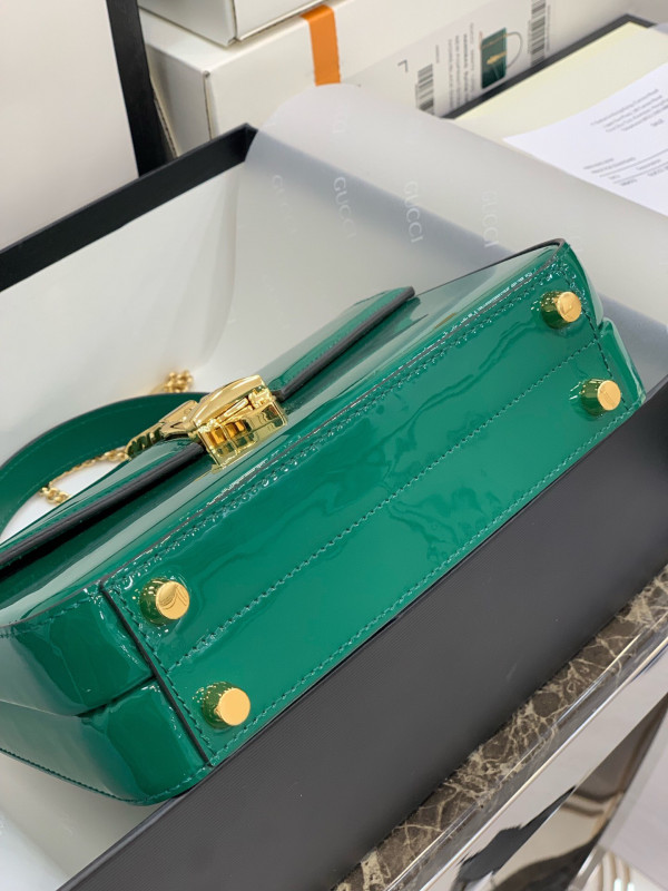 GUCCI Sylvie 1969 PATENT LEATHER MINI TOP HANDLE BAG