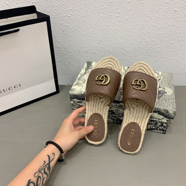 HOT SALE GUCCI Leather espadrille sandal