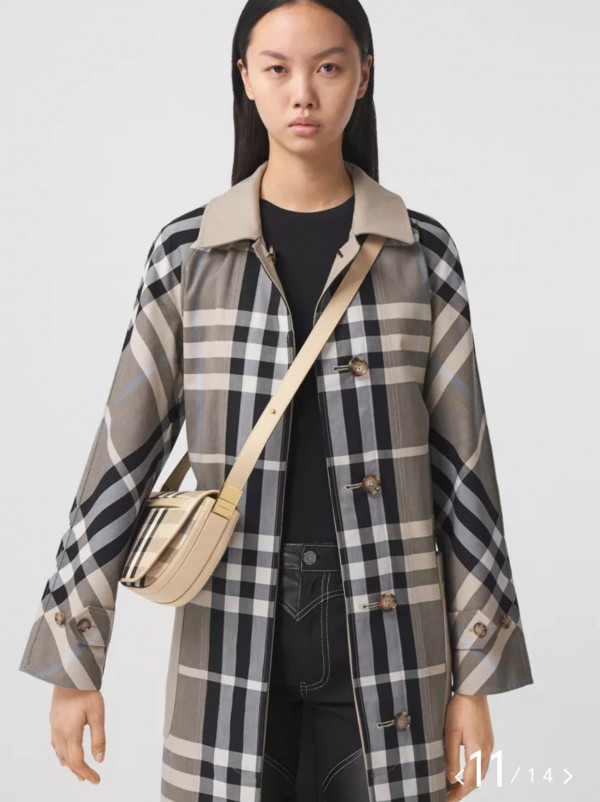 HOT SALE BURBERRY Small Check Canvas and Leather Olympia Bag