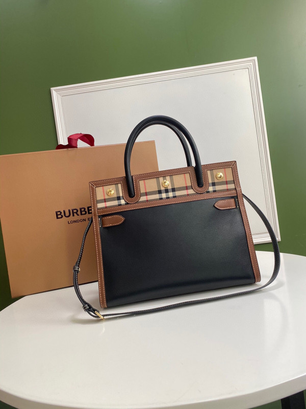 HOT SALE BURBERRY Small Vintage Check Two-handle Title Bag