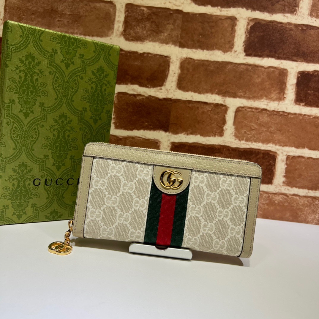 HOT SALE Gucci Ophidia GG zip around wallet