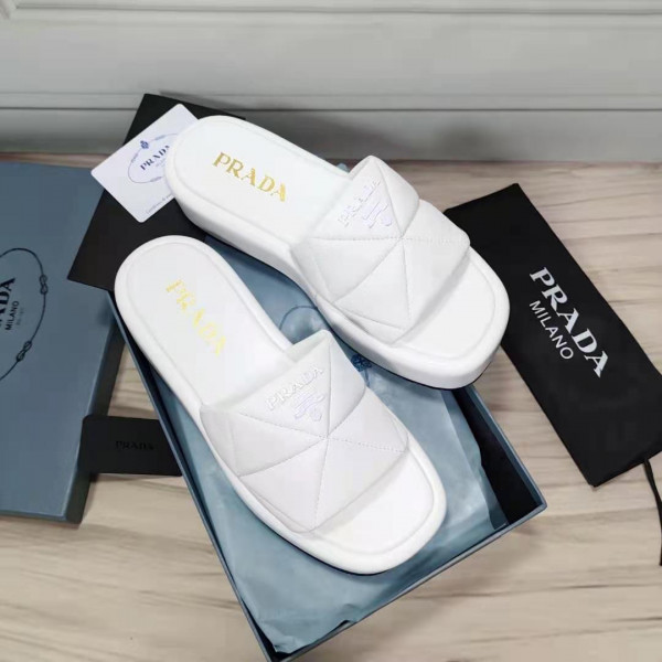 [FREE SHIPPING] PRADA Nappa leather slides