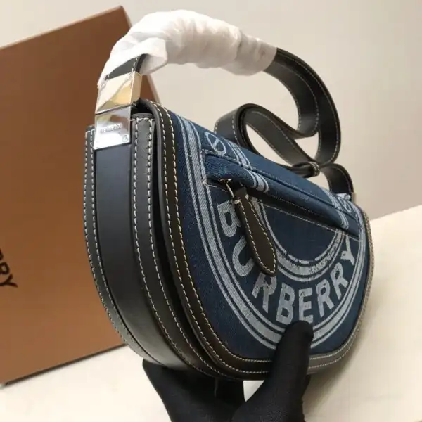 First bag ru BURBERRY Small Logo Graphic Denim and Leather Olympia Bag