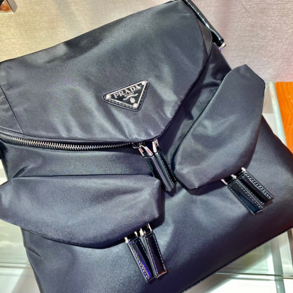 HOT SALE PRADA Signaux nylon and leather hobo bag