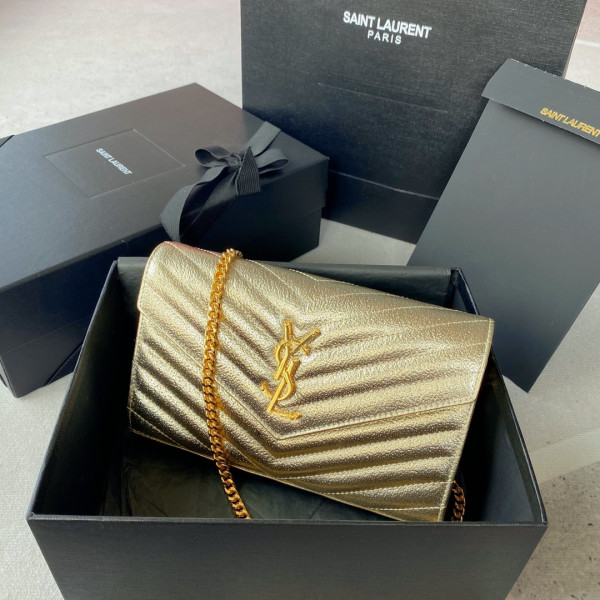 HOT SALE YSL CASSANDRE MATELASSÉ CHAIN WALLET