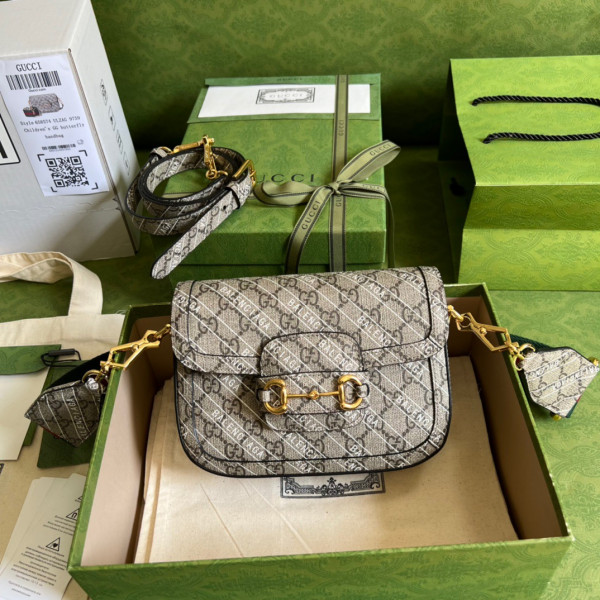 HOT SALE GUCCI X BALENCIAGA Horsebit 1955 mini bag