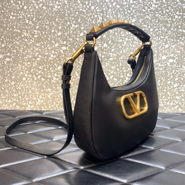 HOT SALE VALENTINO STUD SIGN CALFSKIN HOBO BAG