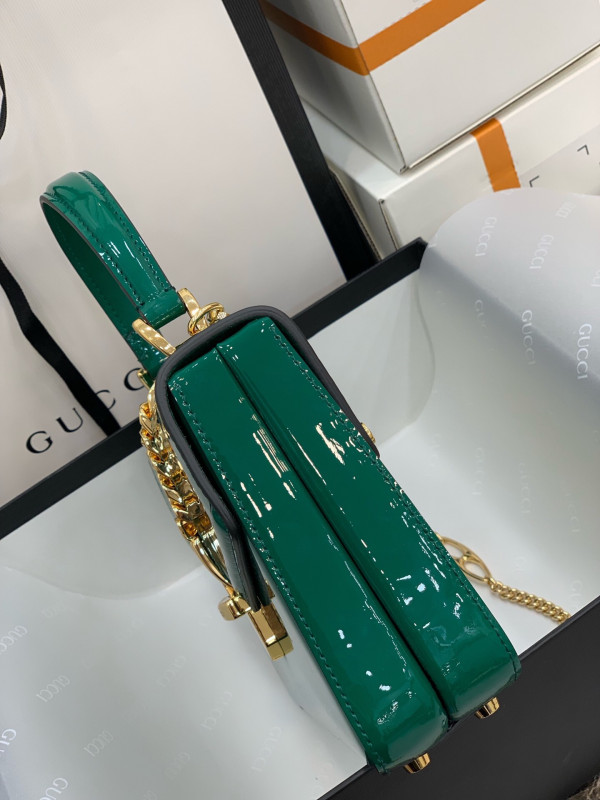 GUCCI Sylvie 1969 PATENT LEATHER MINI TOP HANDLE BAG