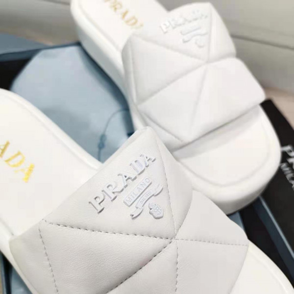 [FREE SHIPPING] PRADA Nappa leather slides