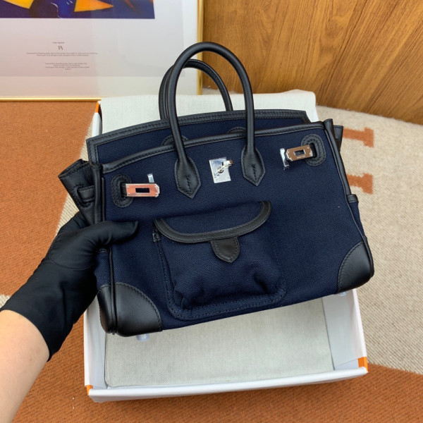 HOT SALE HERMES Cargo Birkin Bag Canvas and Swift 25