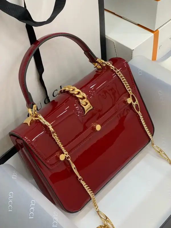 First bag ru GUCCI Sylvie 1969 PATENT LEATHER MINI TOP HANDLE BAG