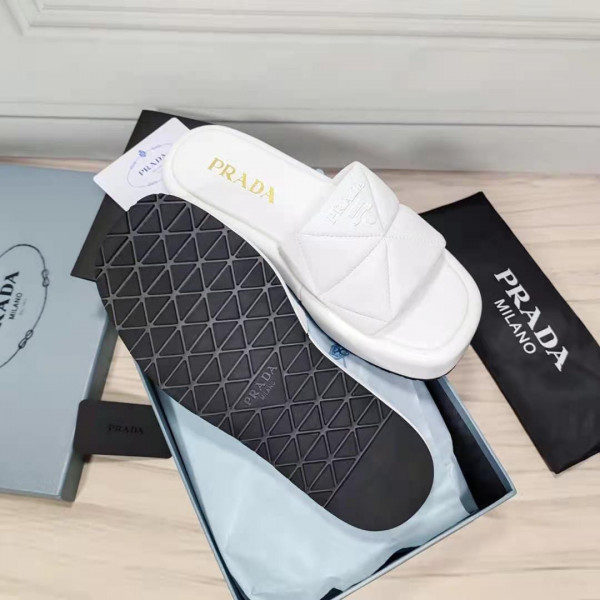 [FREE SHIPPING] PRADA Nappa leather slides