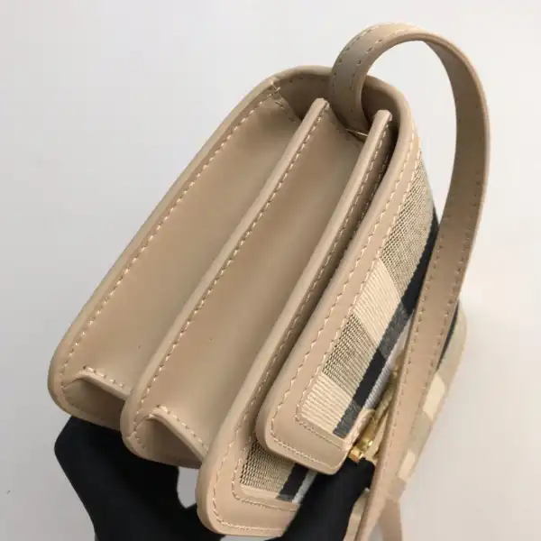 BURBERRY Medium Check Canvas and Leather TB Bag