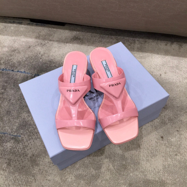 HOT SALE PRADA Brushed leather high-heeled thong sandals