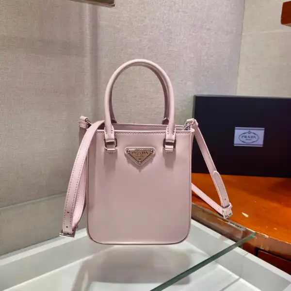 PRADA Small brushed leather tote