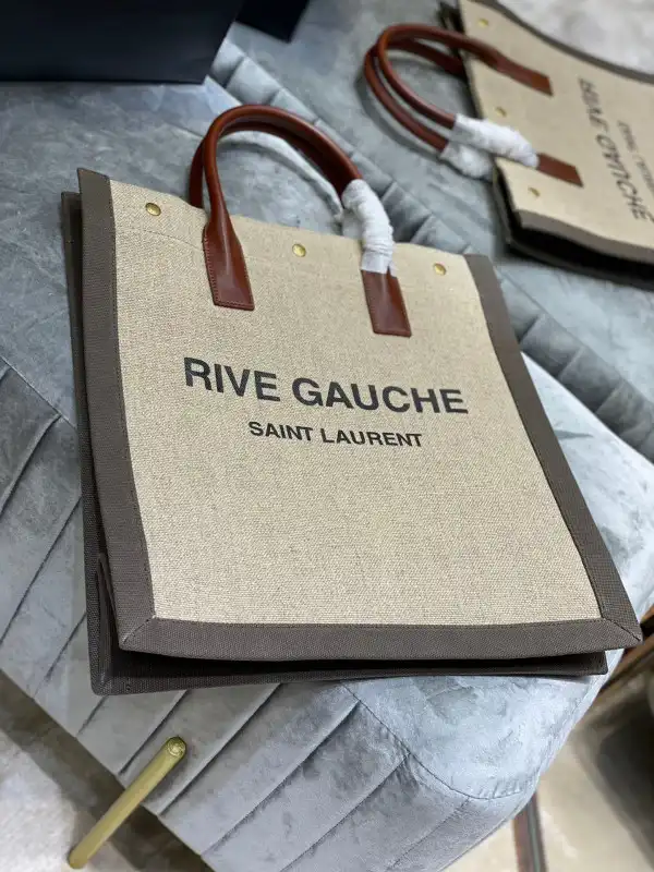 First bag ru YSL RIVE GAUCHE N S SHOPPING BAG IN LINEN AND COTTON