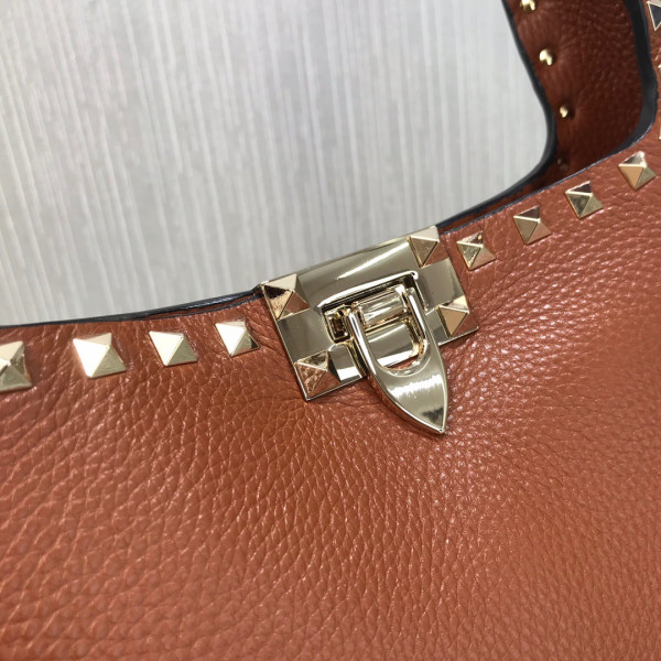 HOT SALE VALENTINO SMALL ROCKSTUD GRAINY CALFSKIN HOBO BAG