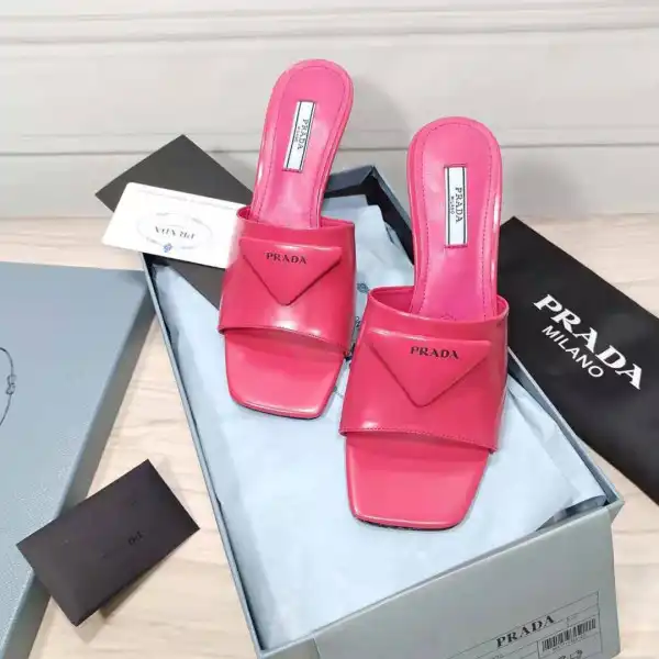 First bag ru PRADA Brushed leather mid-heeled slides