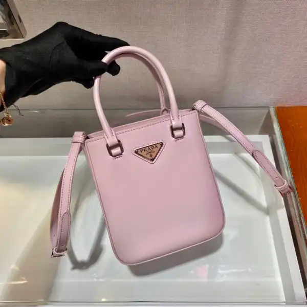 PRADA Small brushed leather tote