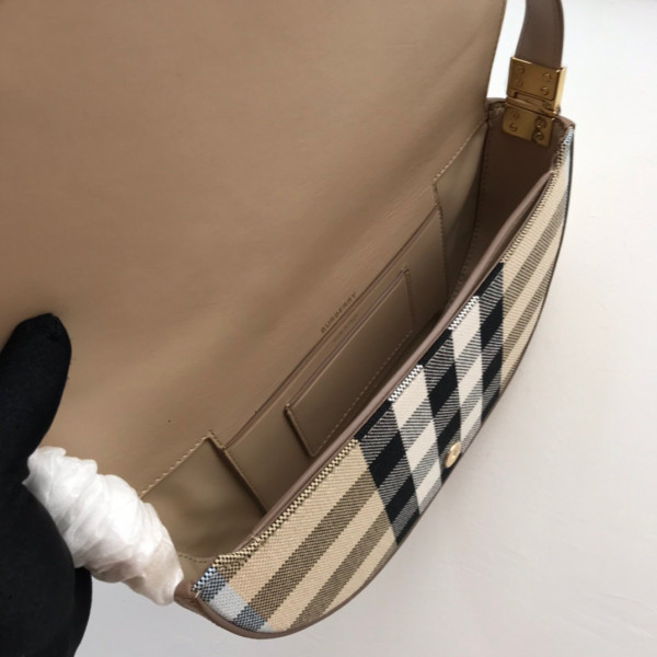 HOT SALE BURBERRY Small Check Canvas and Leather Olympia Bag