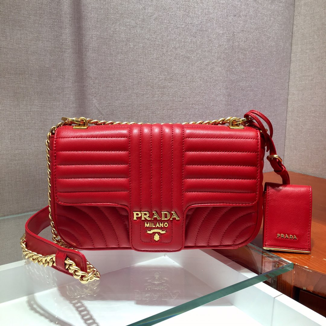 HOT SALE PRADA Medium Leather Prada Diagramme Bag