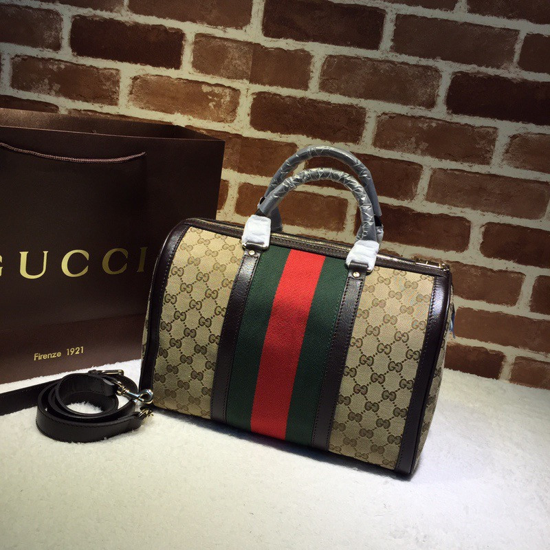 HOT SALE GUCCI Vintage Web Original GG boston bag