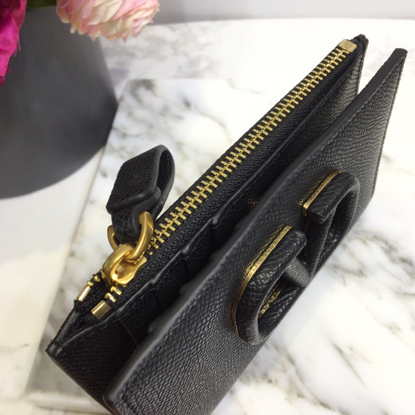 HOT SALE VALENTINO VSLING GRAINY CALFSKIN CARDHOLDER WITH ZIPPER