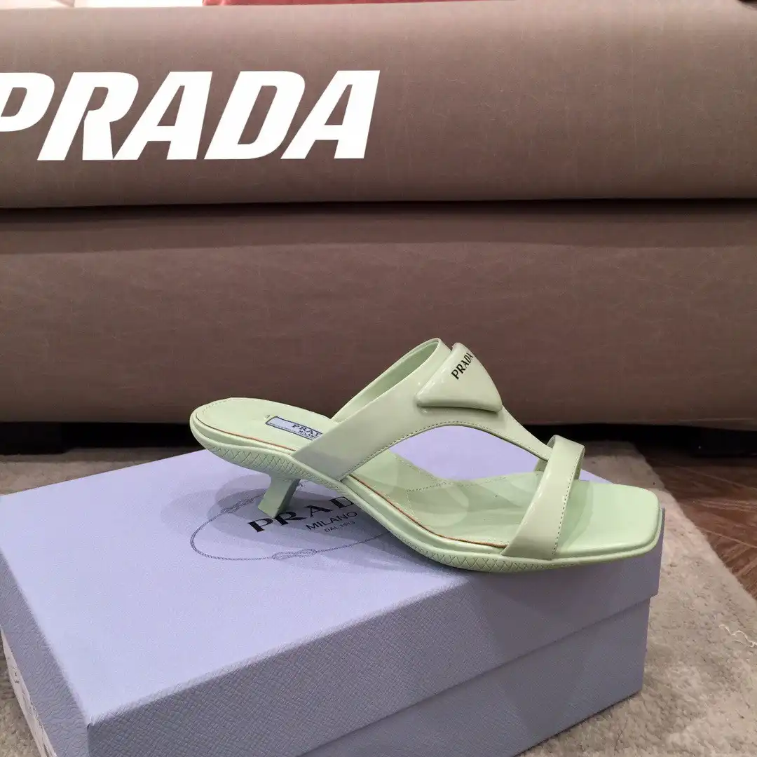 PRADA Brushed leather high-heeled thong sandals