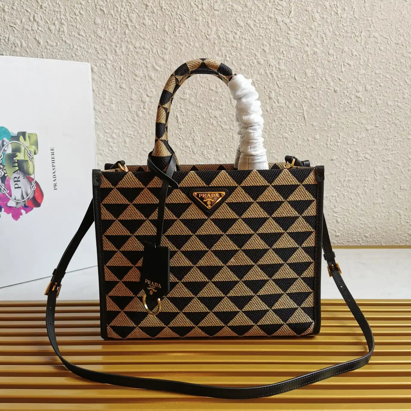 PRADA SMALL Symbole jacquard fabric handbag