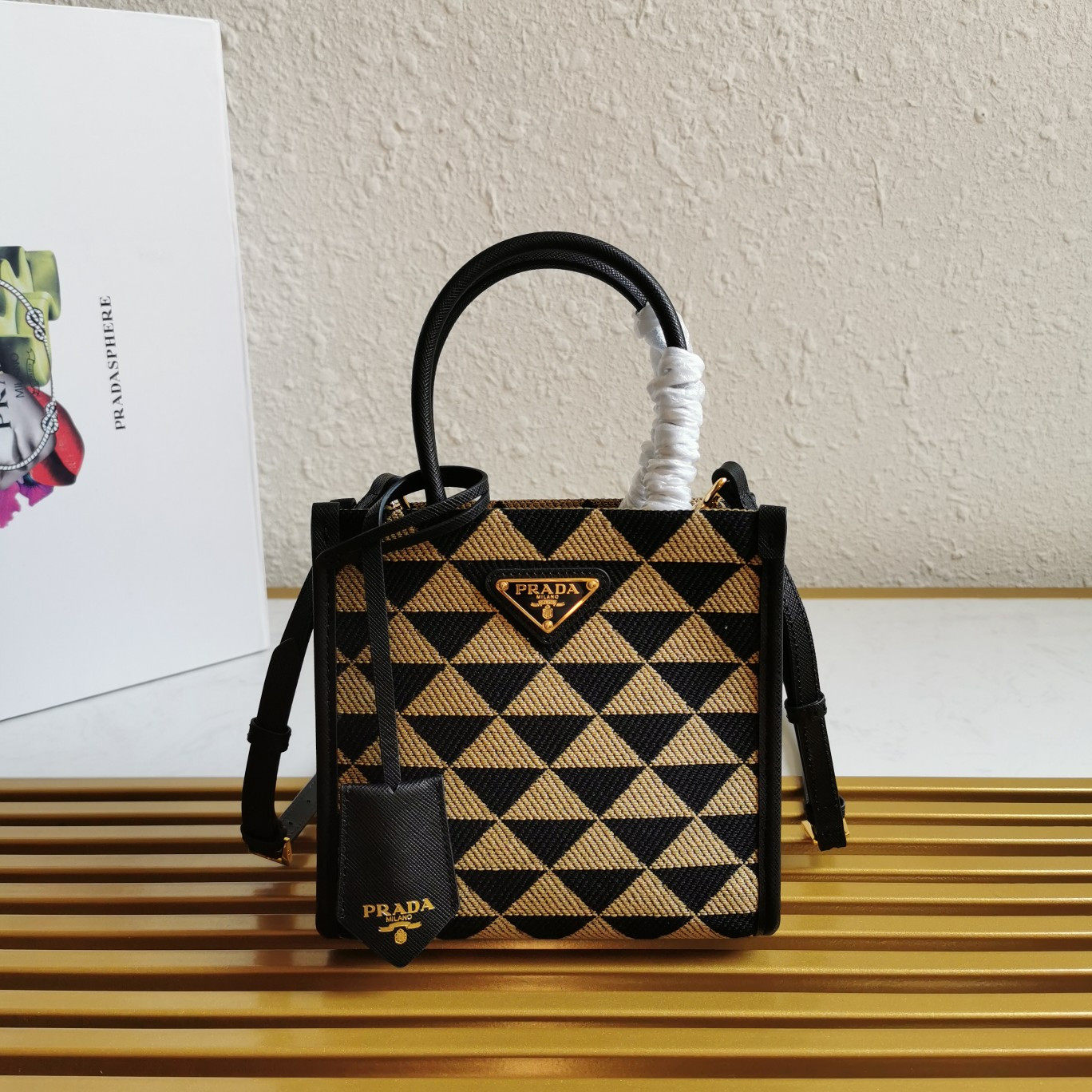 HOT SALE PRADA MICRO Symbole jacquard fabric handbag