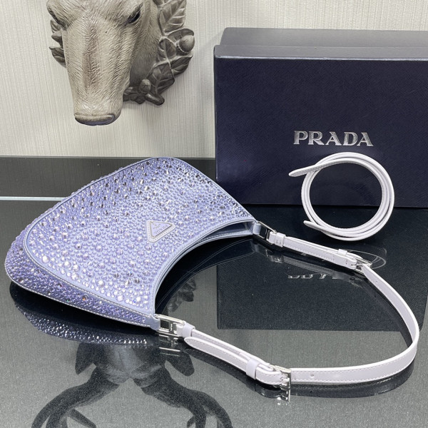 HOT SALE PRADA Cleo satin bag with appliqués