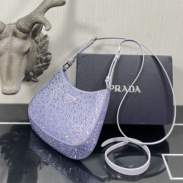 HOT SALE PRADA Cleo satin bag with appliqués