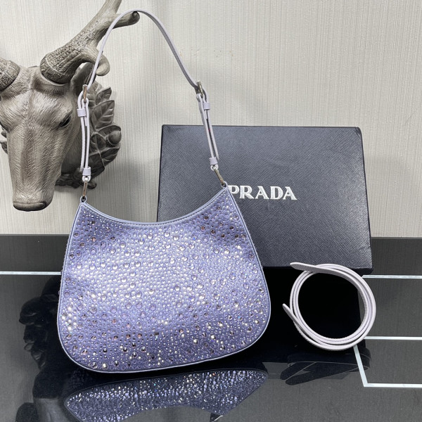 HOT SALE PRADA Cleo satin bag with appliqués