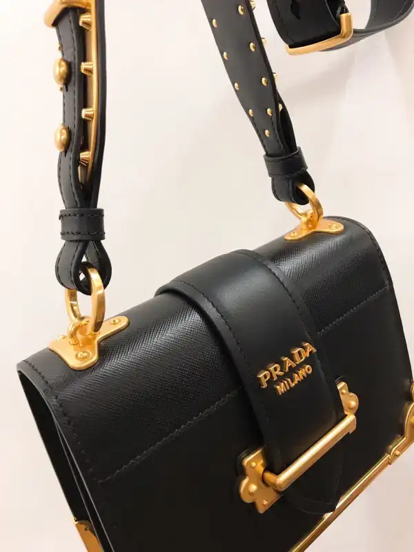 First Bag Ru PRADA CAHIER LEATHER SHOULDER BAG