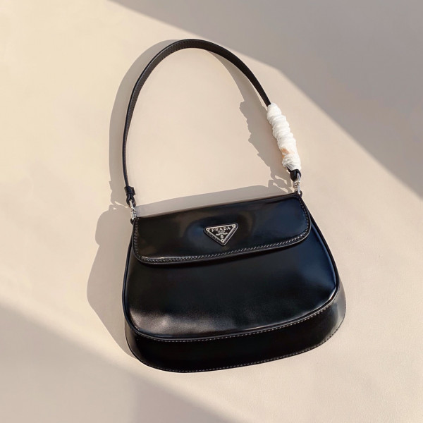 HOT SALE PRADA Cleo brushed leather shoulder bag with flap