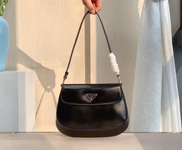 REP PRADA Cleo brushed leather shoulder bag with flap