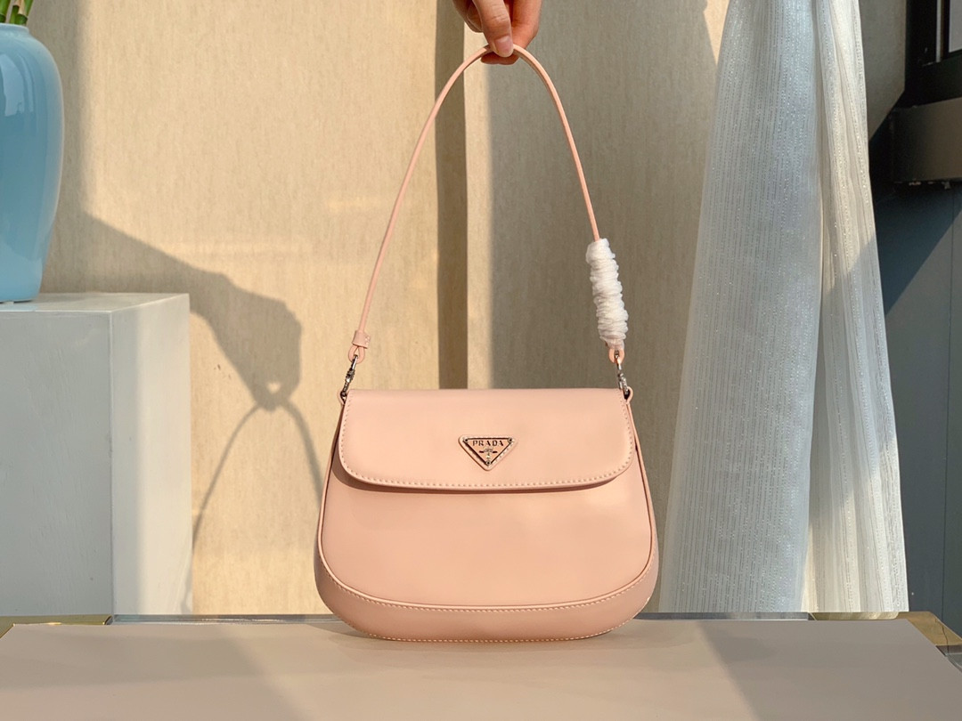 HOT SALE PRADA Cleo brushed leather shoulder bag with flap